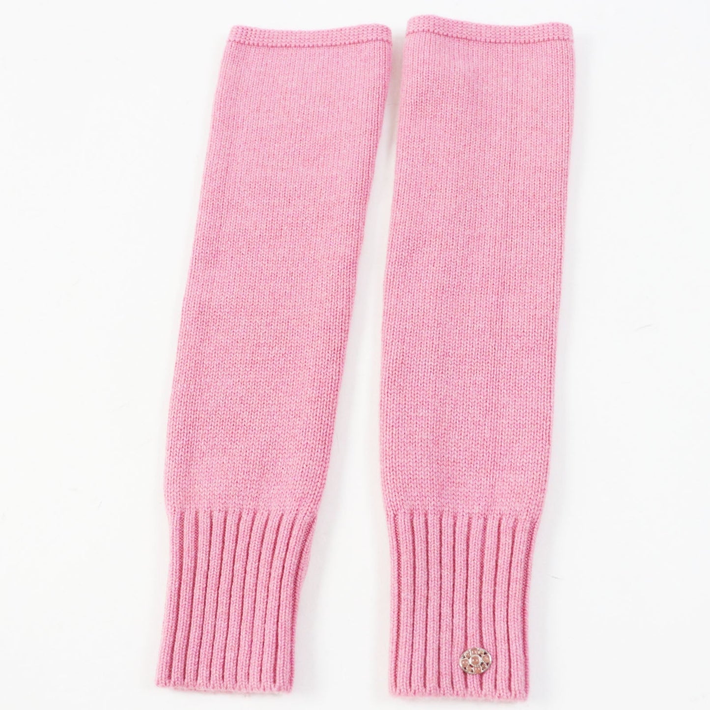 Chanel Cashmere Knit Arm Warmers Gloves Pink M