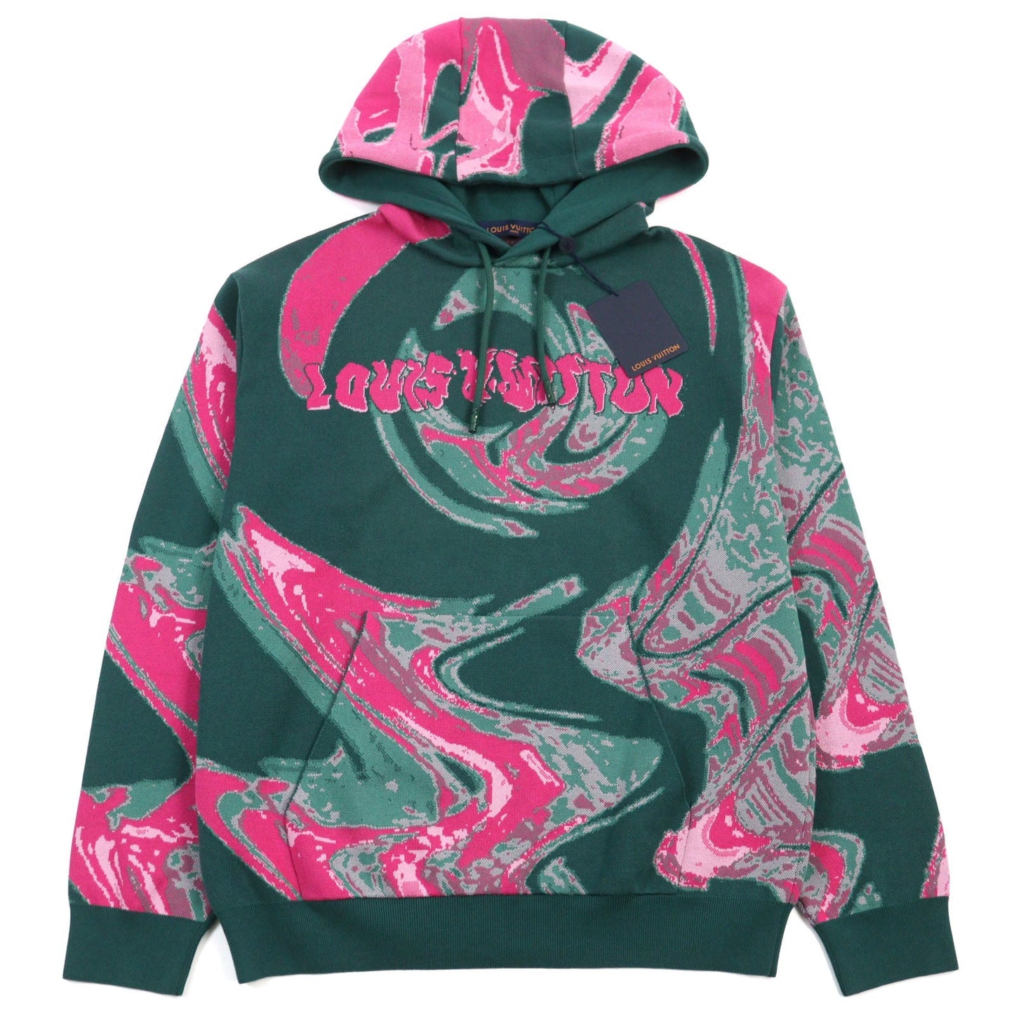 Louis Vuitton Logo Embroidered Cotton Hoodie M
