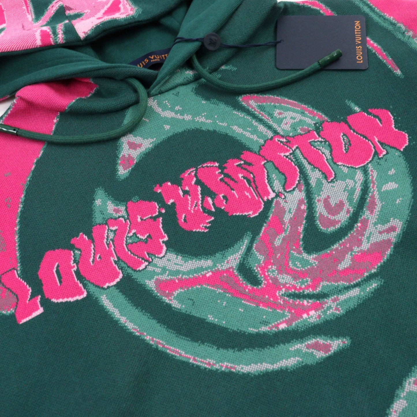 Louis Vuitton Logo Embroidered Cotton Hoodie M