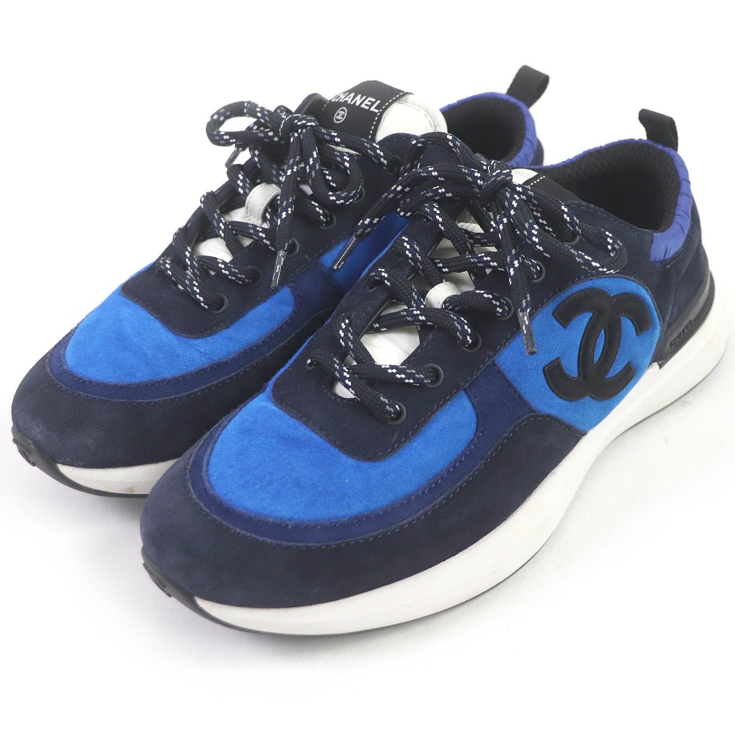 Chanel Suede Leather Sneakers Blue 41