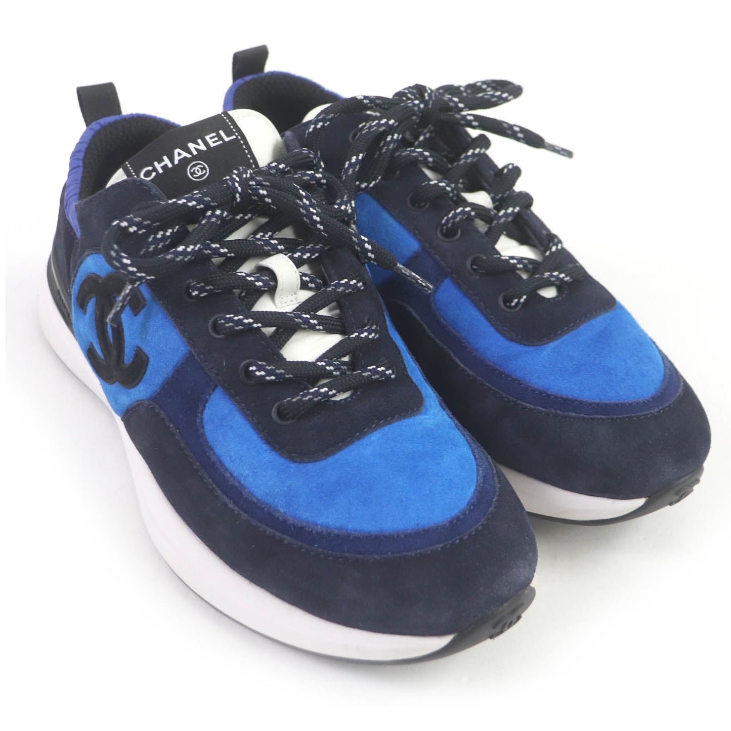 Chanel Suede Leather Sneakers Blue 41