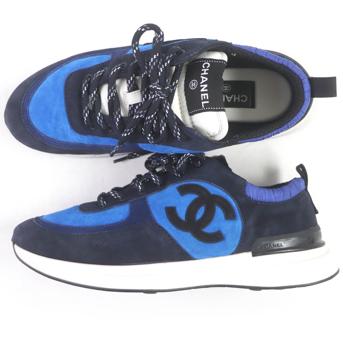 Chanel Suede Leather Sneakers Blue 41