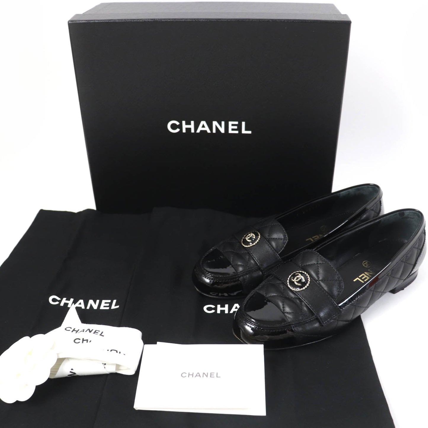 Chanel COCO Mark Matelasse Flat Pumps Leather 36.5
