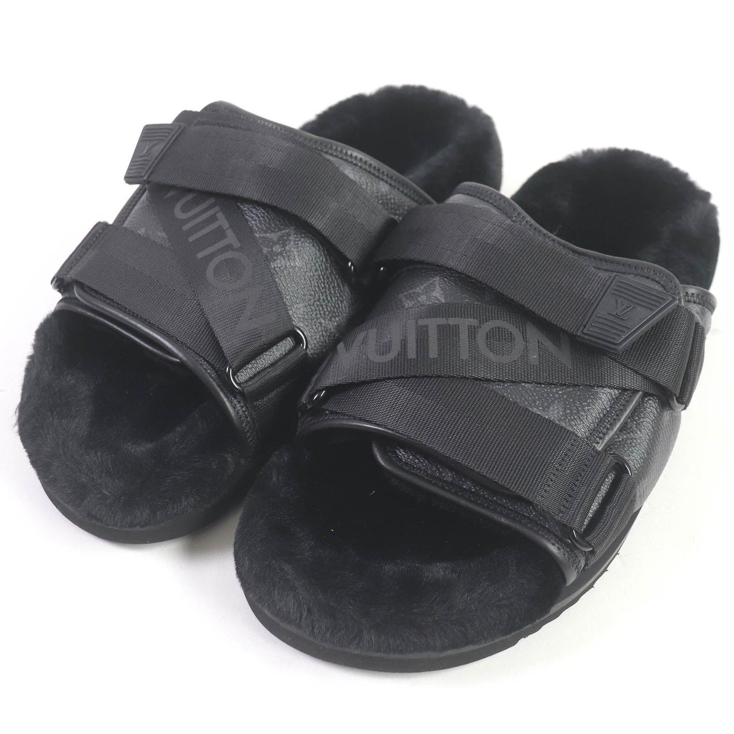 Louis Vuitton Monogram Slide Sandals Black