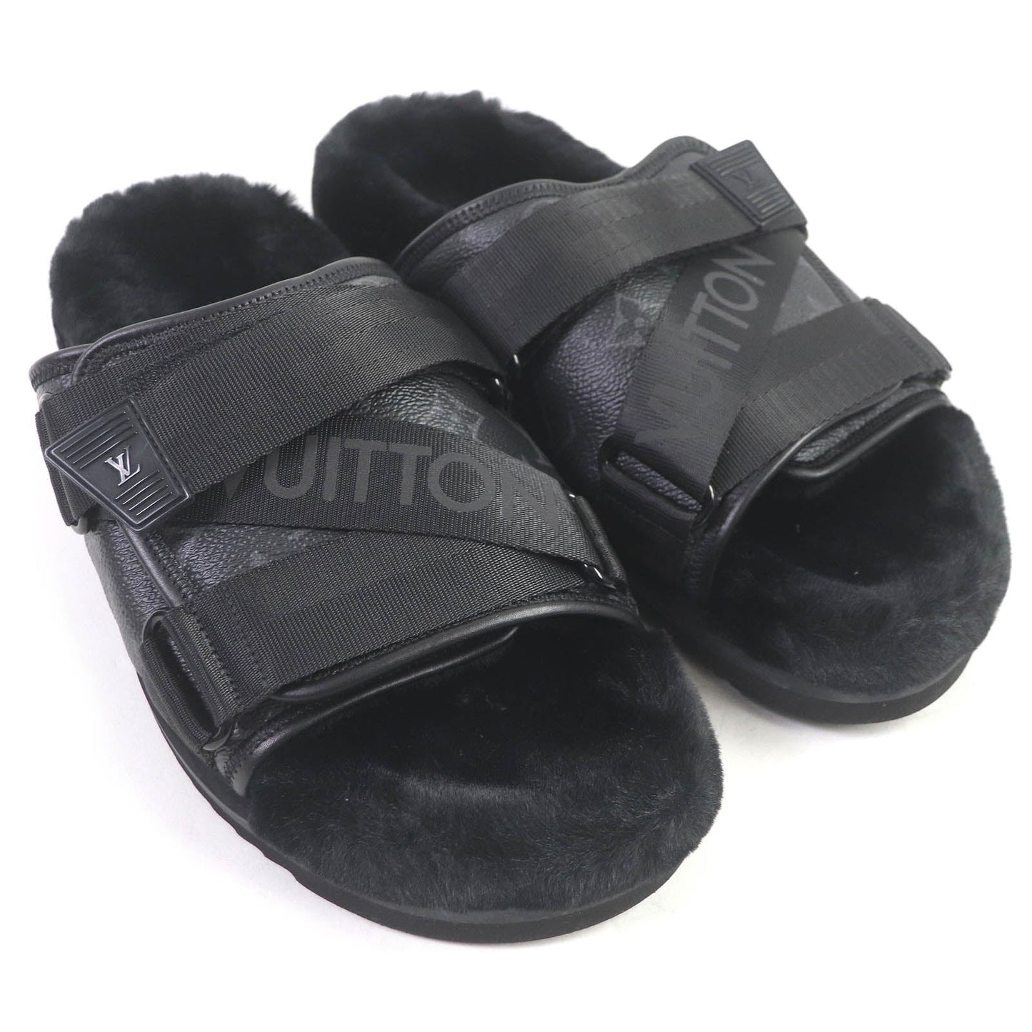 Louis Vuitton Monogram Slide Sandals Black