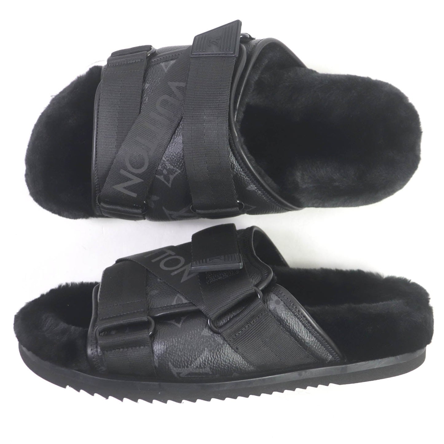 LOUIS VUITTON Sandals leather black honolulu line 6
