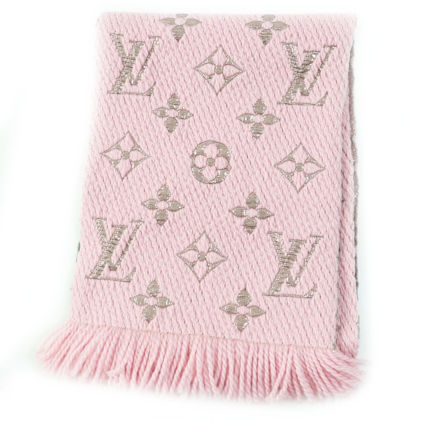 LOUIS VUITTON Scarf M70466 wool Rose valerine Logo mania