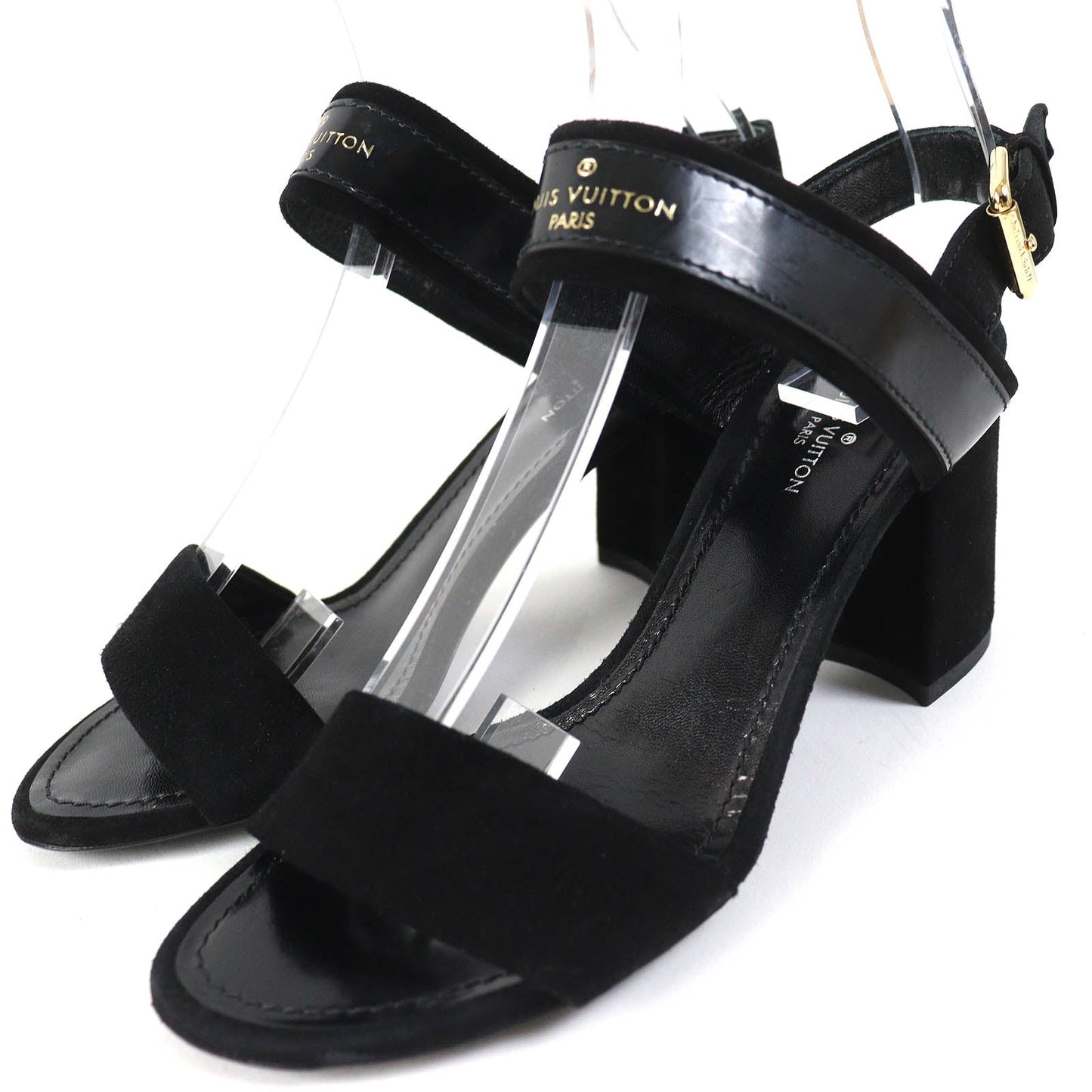 Louis Vuitton Suede Leather Sandals Black 35 Women