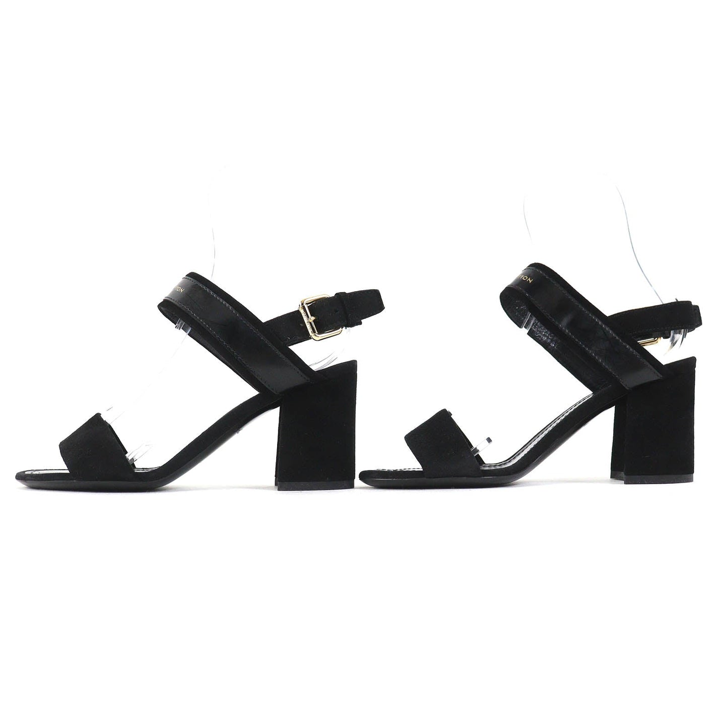 Louis Vuitton Suede Leather Sandals Black 35 Women
