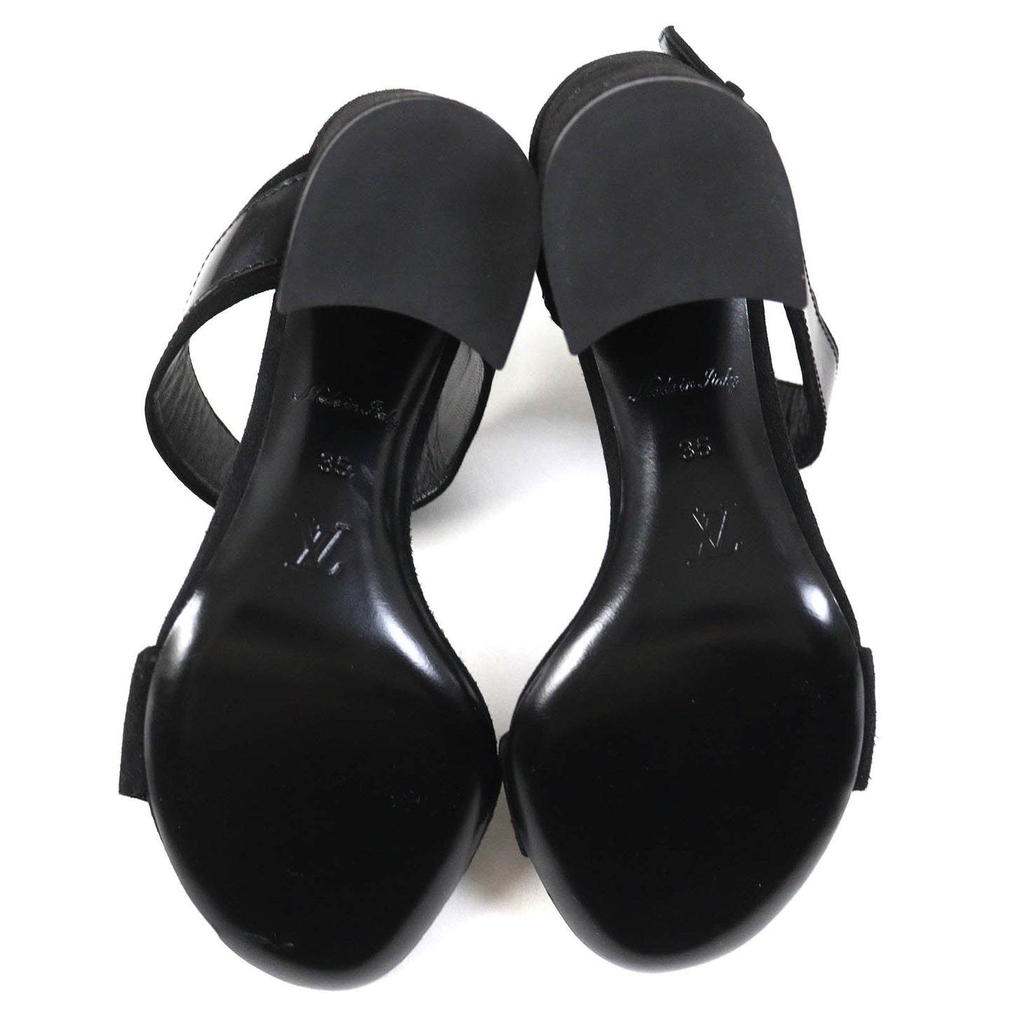 Louis Vuitton Suede Leather Sandals Black 35 Women