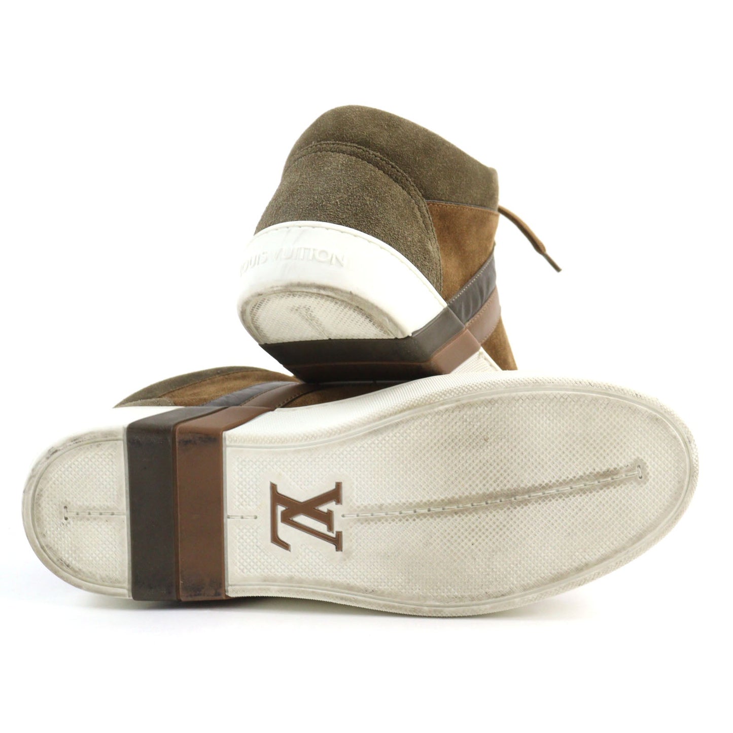 Louis Vuitton Bicolor Suede Leather Sneakers Brown