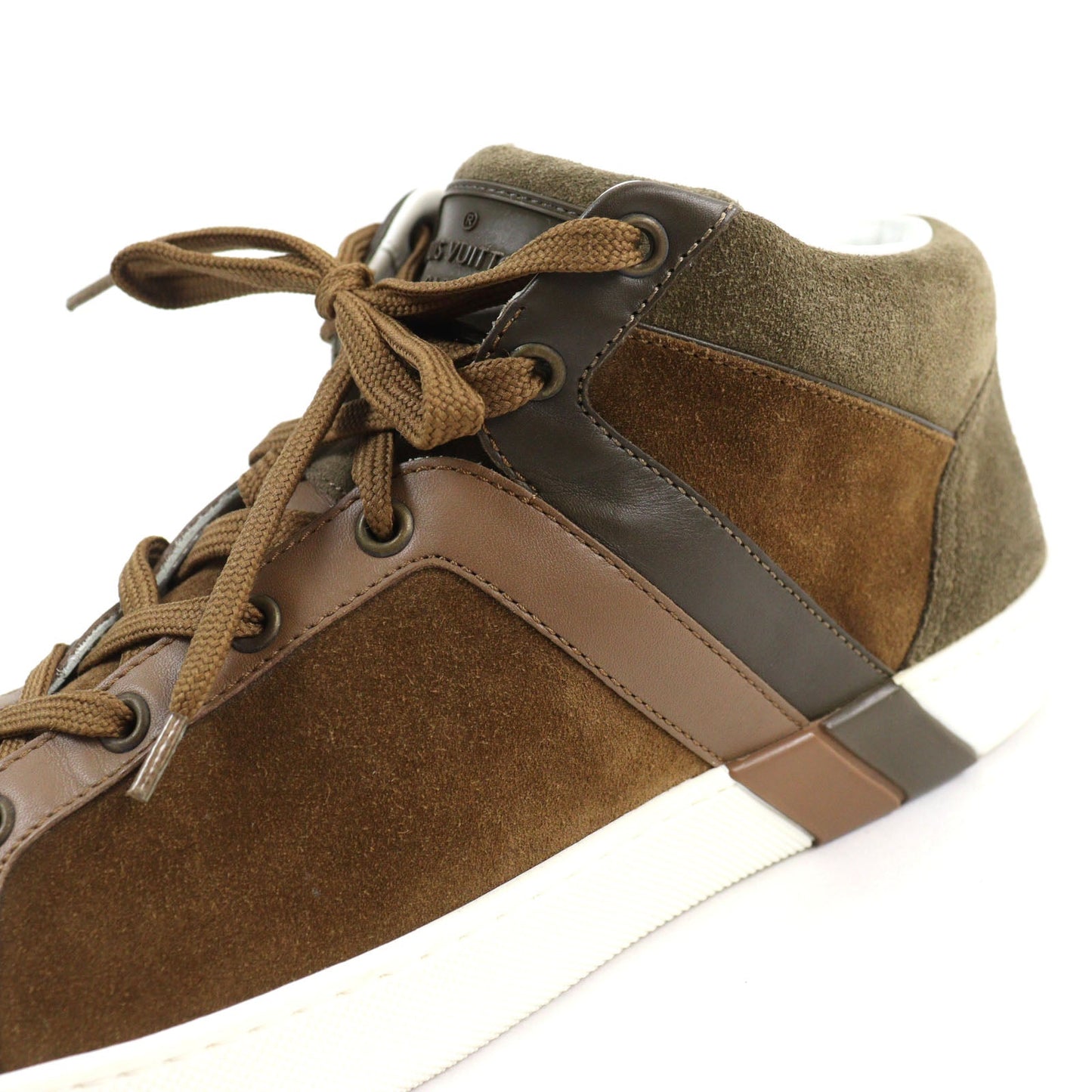 Louis Vuitton Bicolor Suede Leather Sneakers Brown