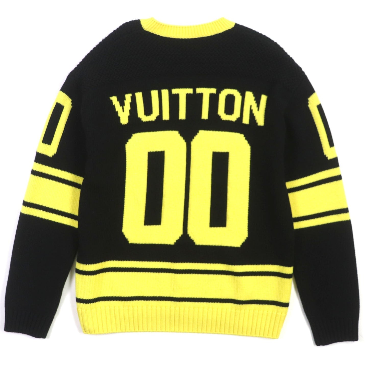 Louis Vuitton Wool Rayon V Neck Sweater Yellow Black S