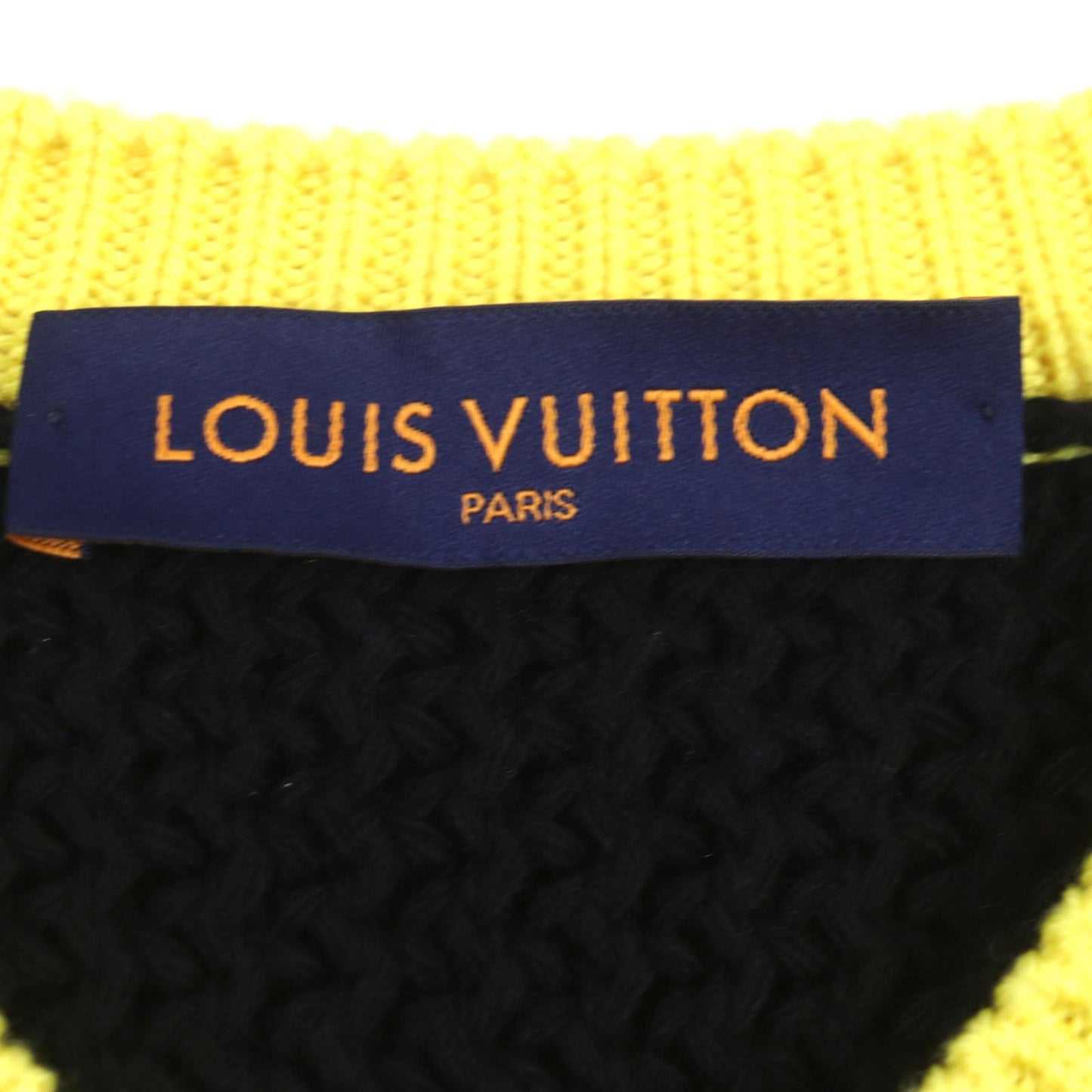 Louis Vuitton Wool Rayon V Neck Sweater Yellow Black S