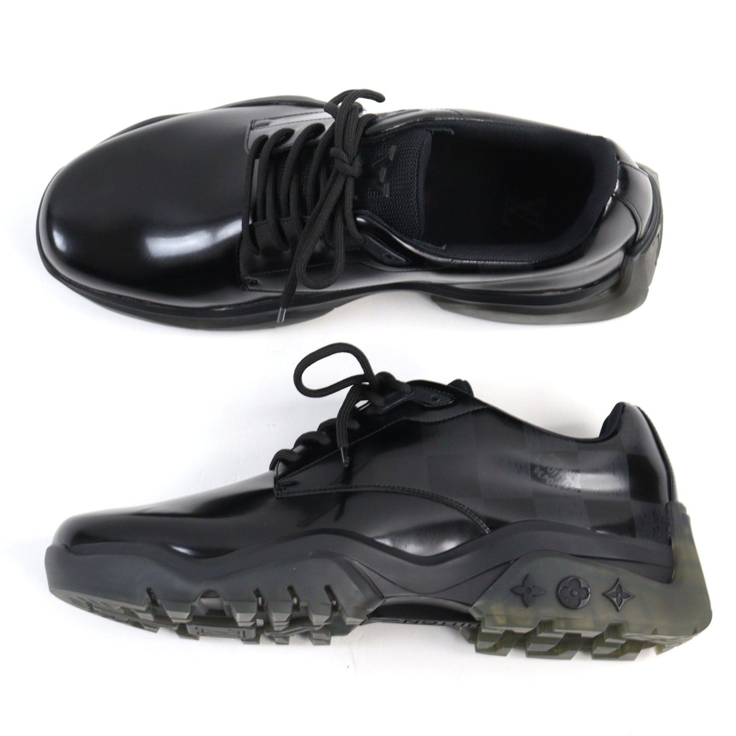 Louis Vuitton Damier Monogram Leather Sneakers Black 8.5