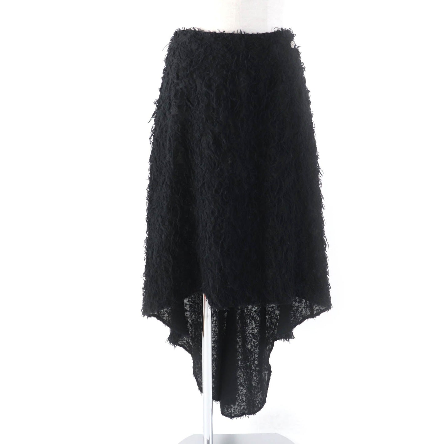 Chanel Wool Silk Asymmetrical Skirt Black 36