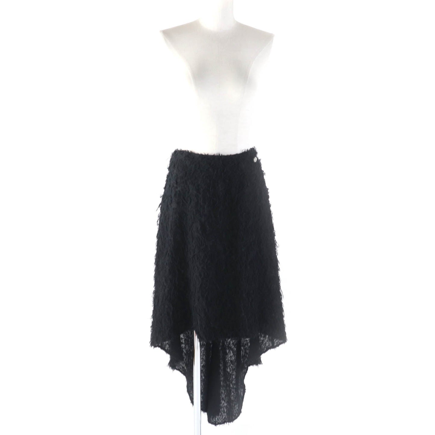 Chanel Wool Silk Asymmetrical Skirt Black 36
