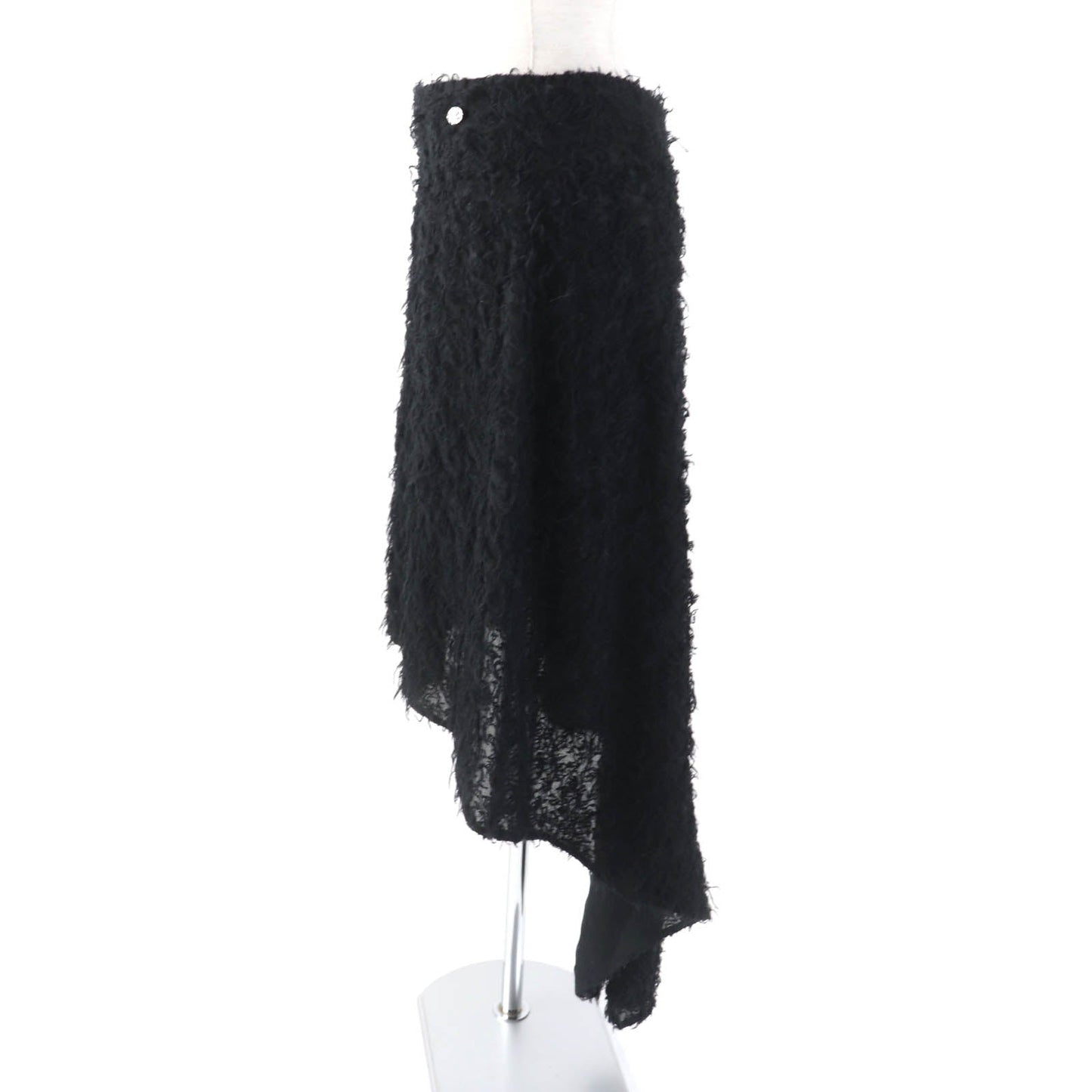 Chanel Wool Silk Asymmetrical Skirt Black 36