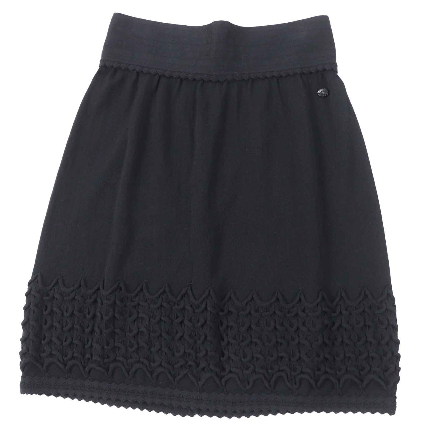 Chanel Wool Rayon Skirt with COCO Mark Black