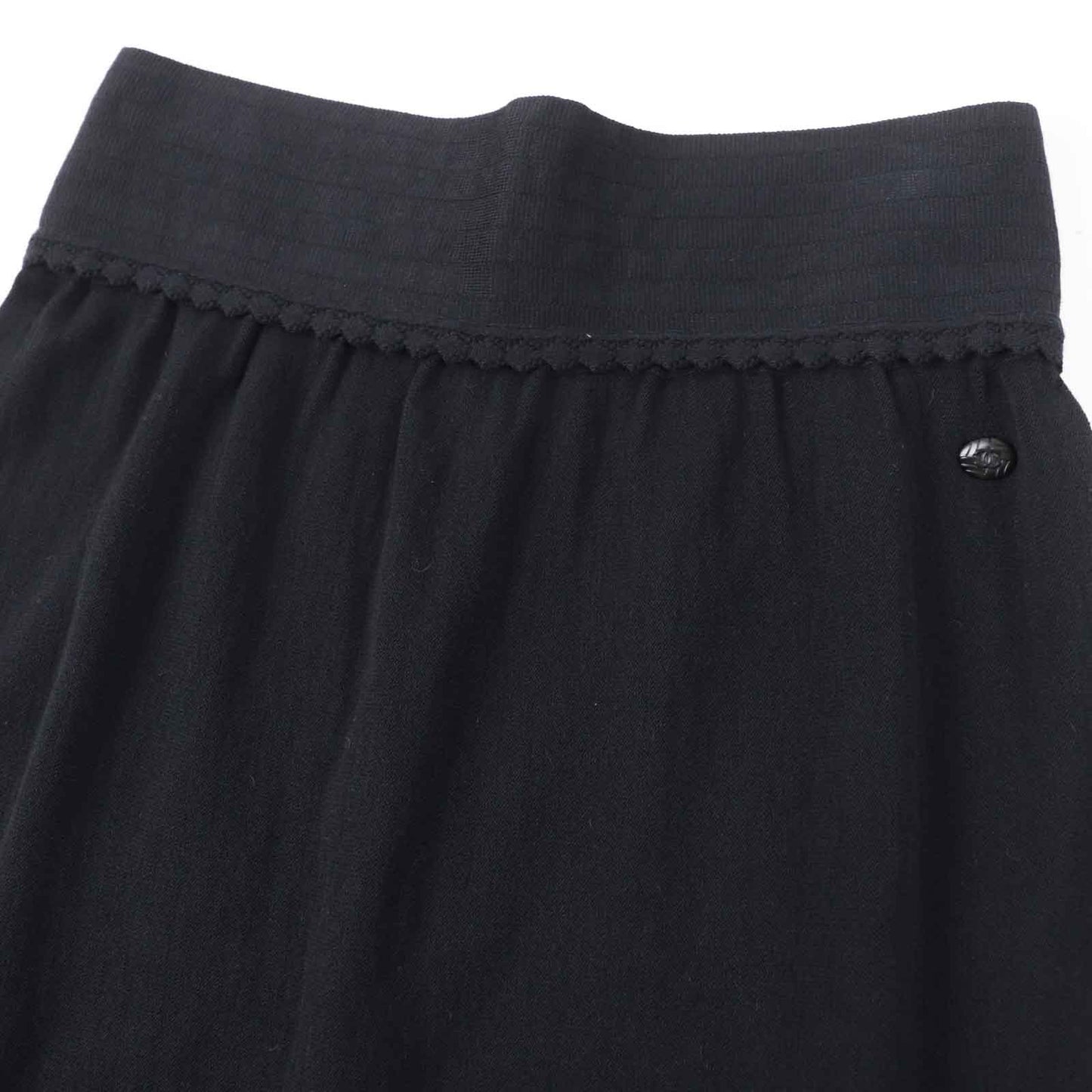Chanel Wool Rayon Skirt with COCO Mark Black