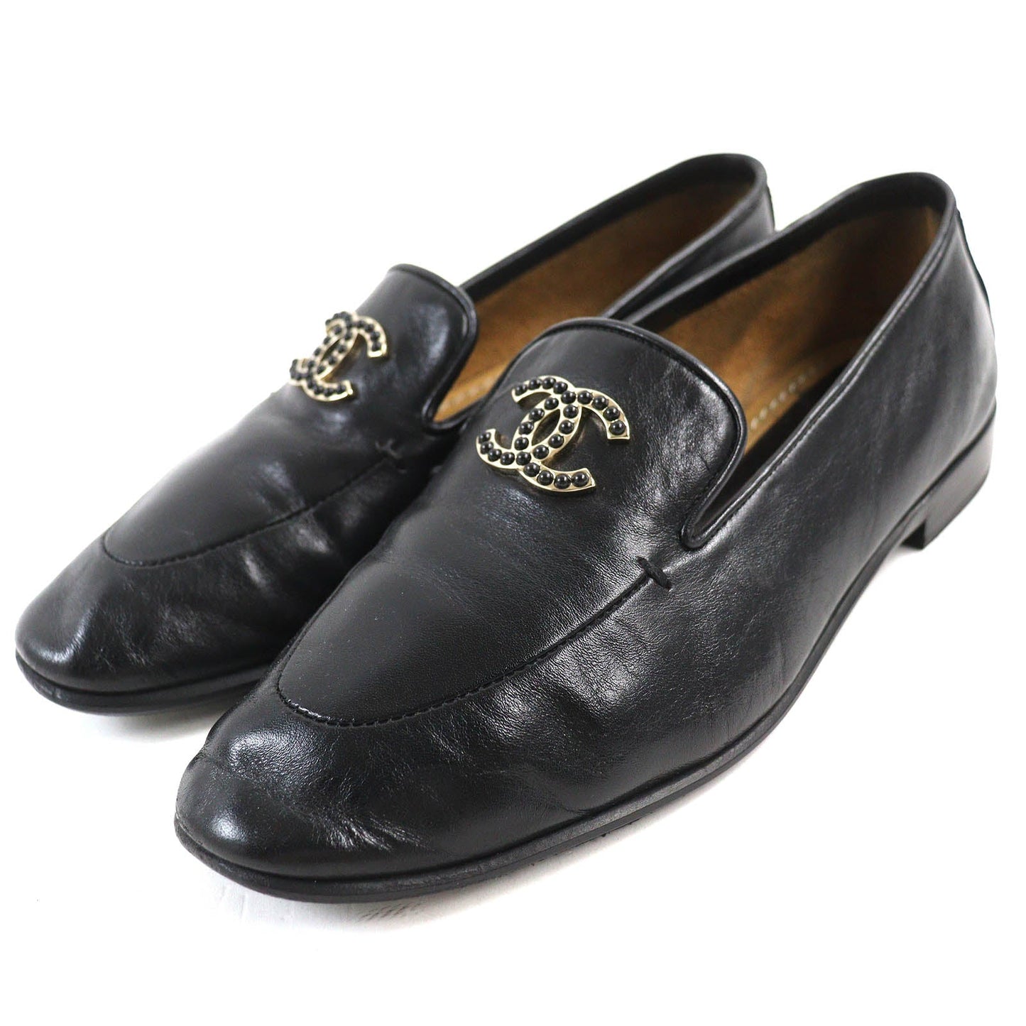 Chanel Calfskin Leather Loafers Black 36