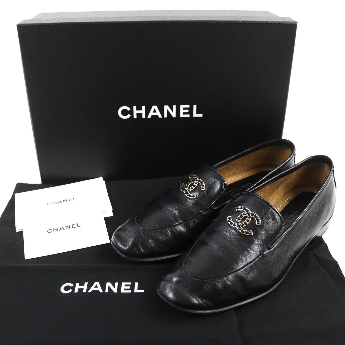 Chanel Calfskin Leather Loafers Black 36