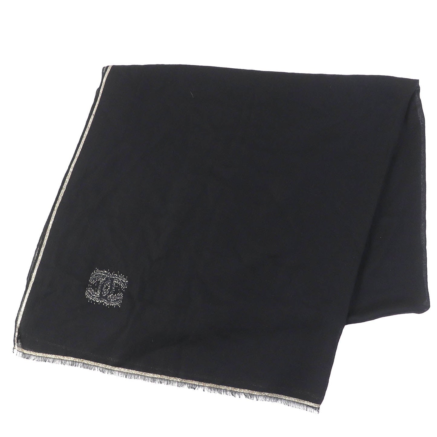 Chanel Cashmere COCO Mark Fringe Shawl Scarf