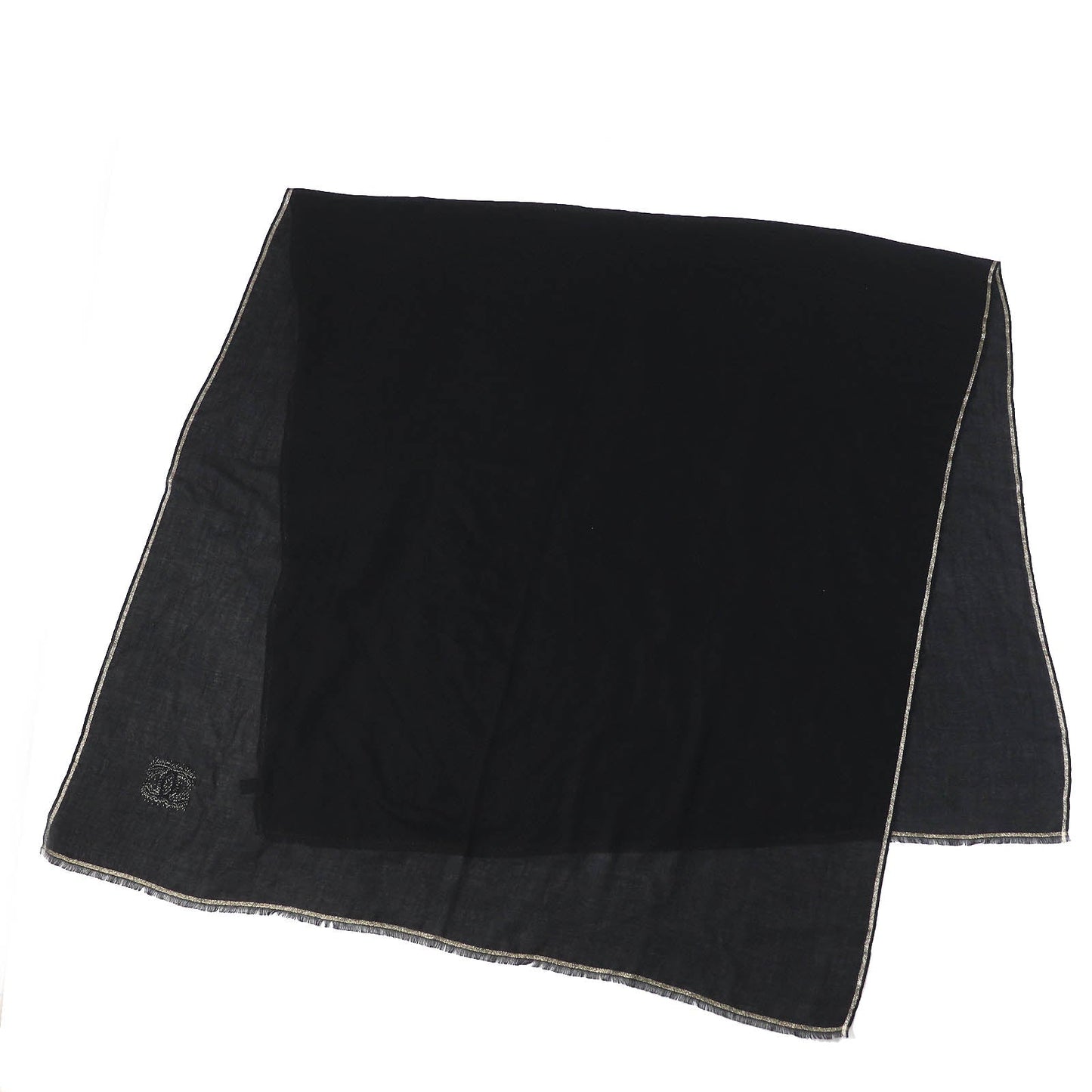 Chanel Cashmere COCO Mark Fringe Shawl Scarf