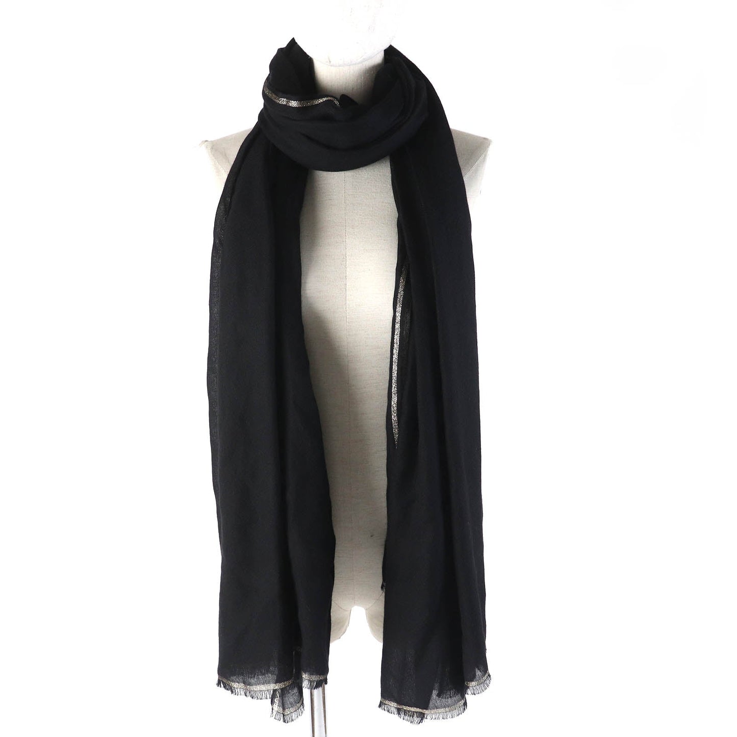 Chanel Cashmere COCO Mark Fringe Shawl Scarf