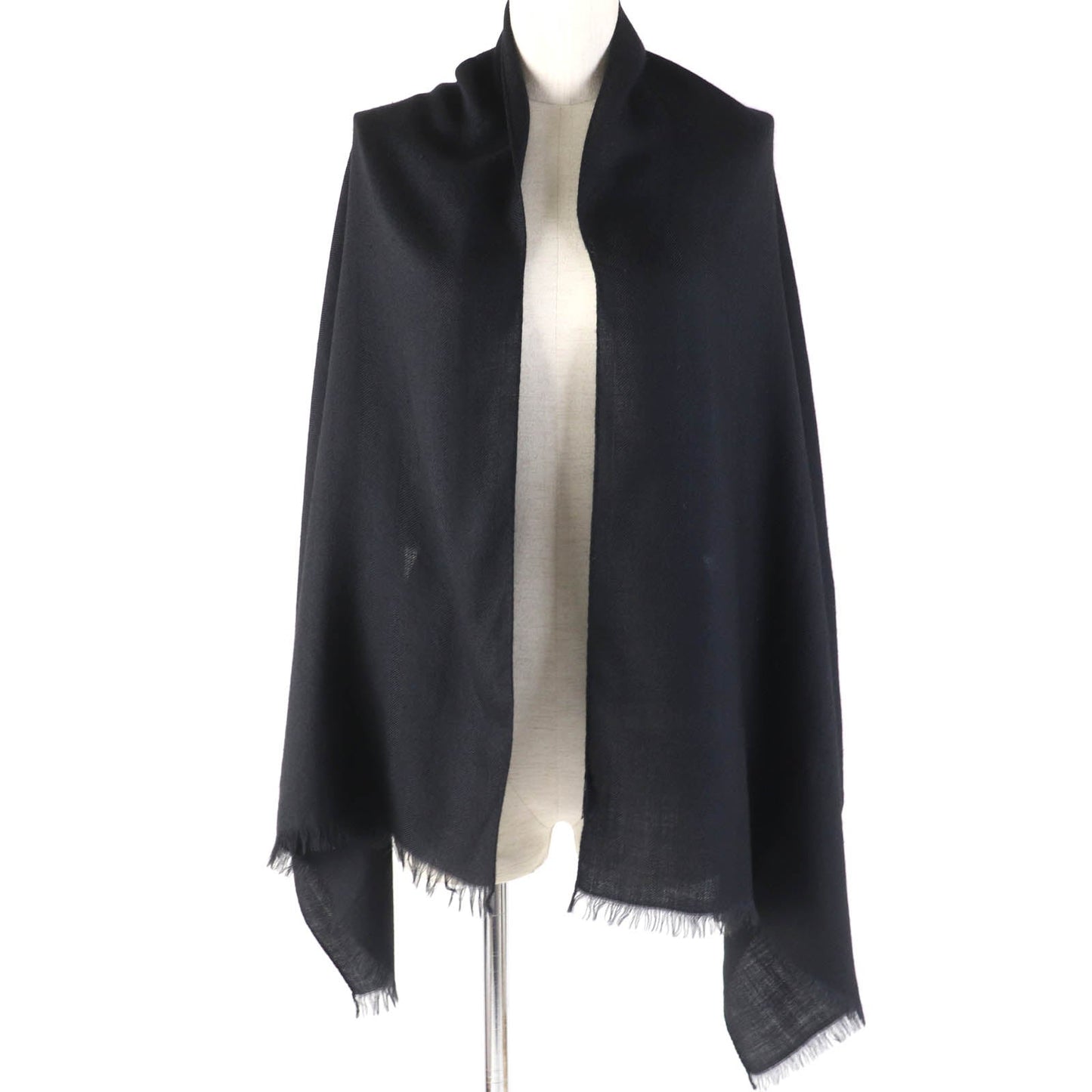 Chanel Cashmere Silk Shawl with Logo and Fringe