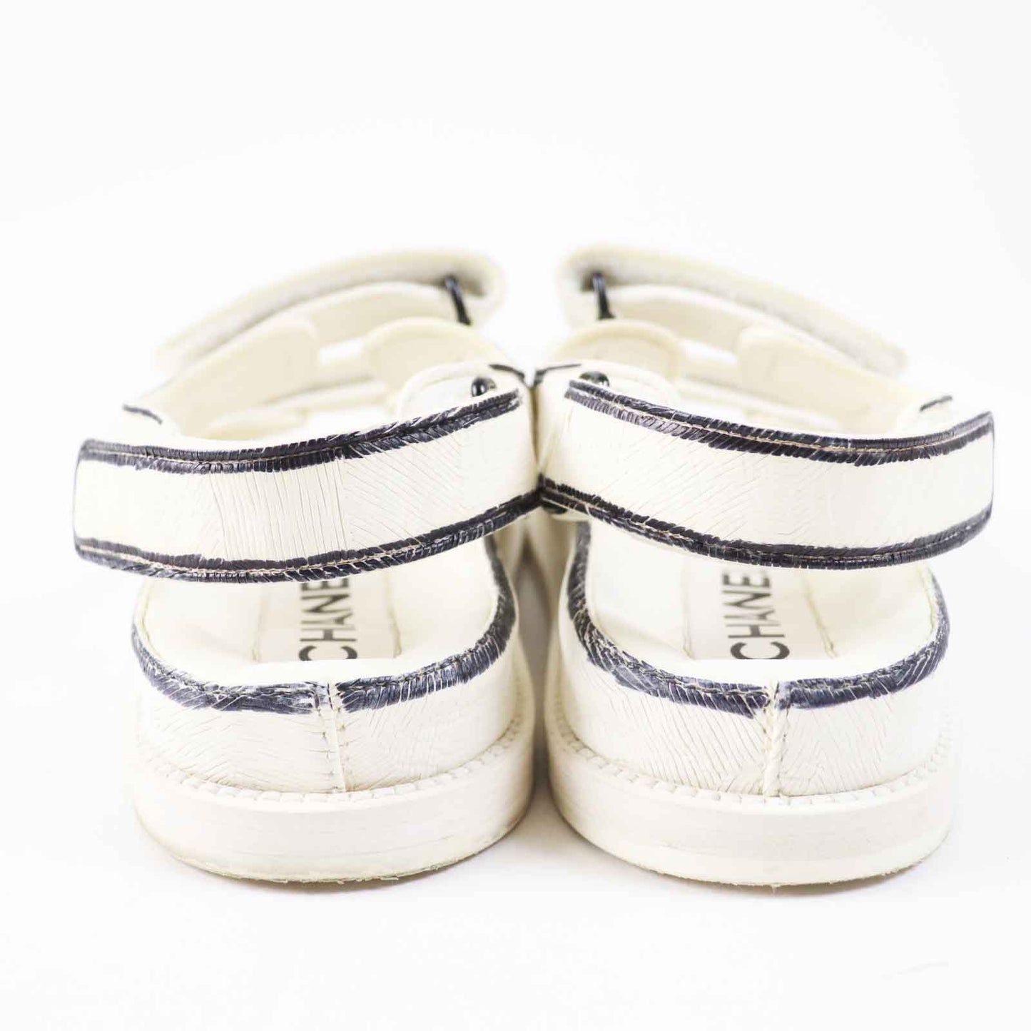 Chanel COCO Mark Sandals Ivory Black
