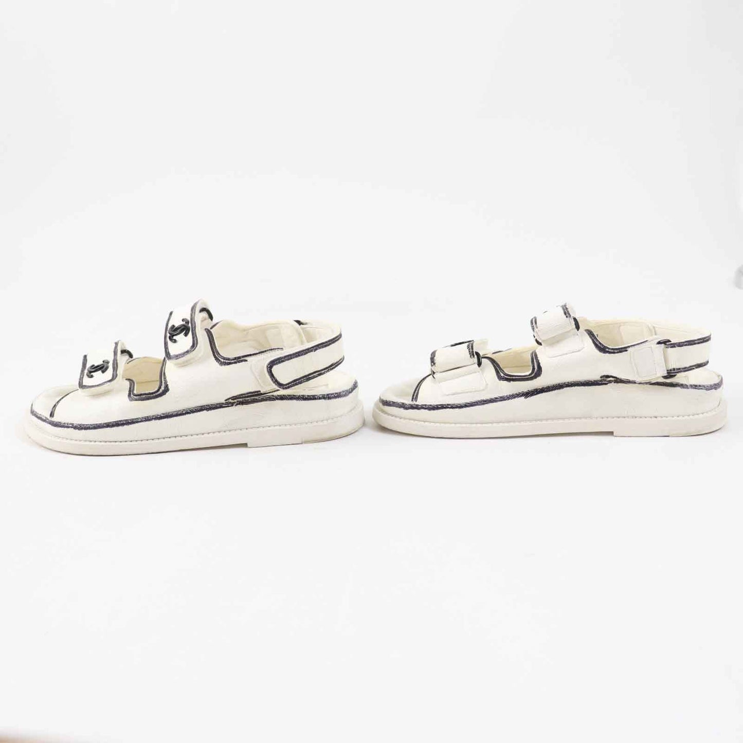 Chanel COCO Mark Sandals Ivory Black