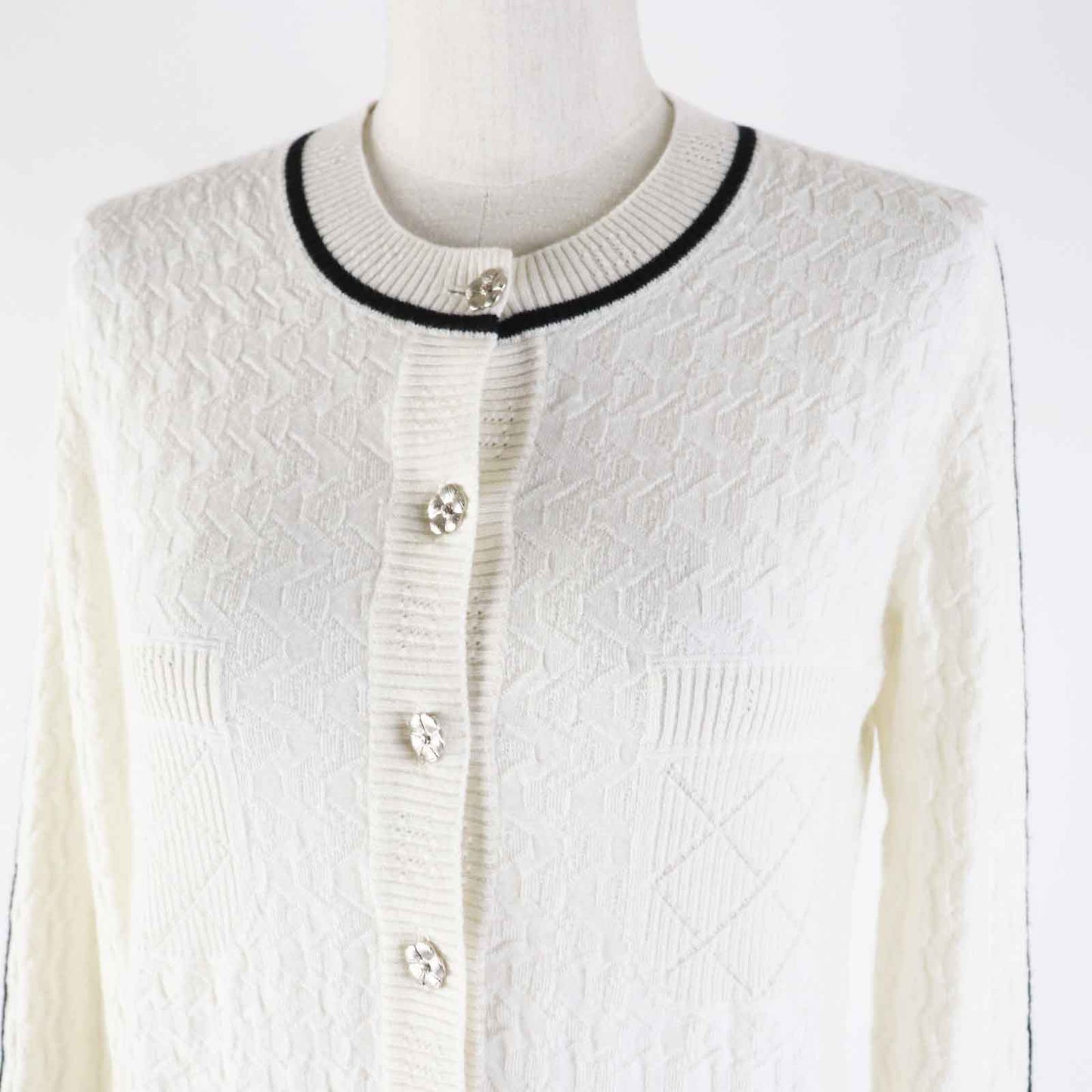 Chanel Camellia COCO Button Bicolor Knit Cardigan