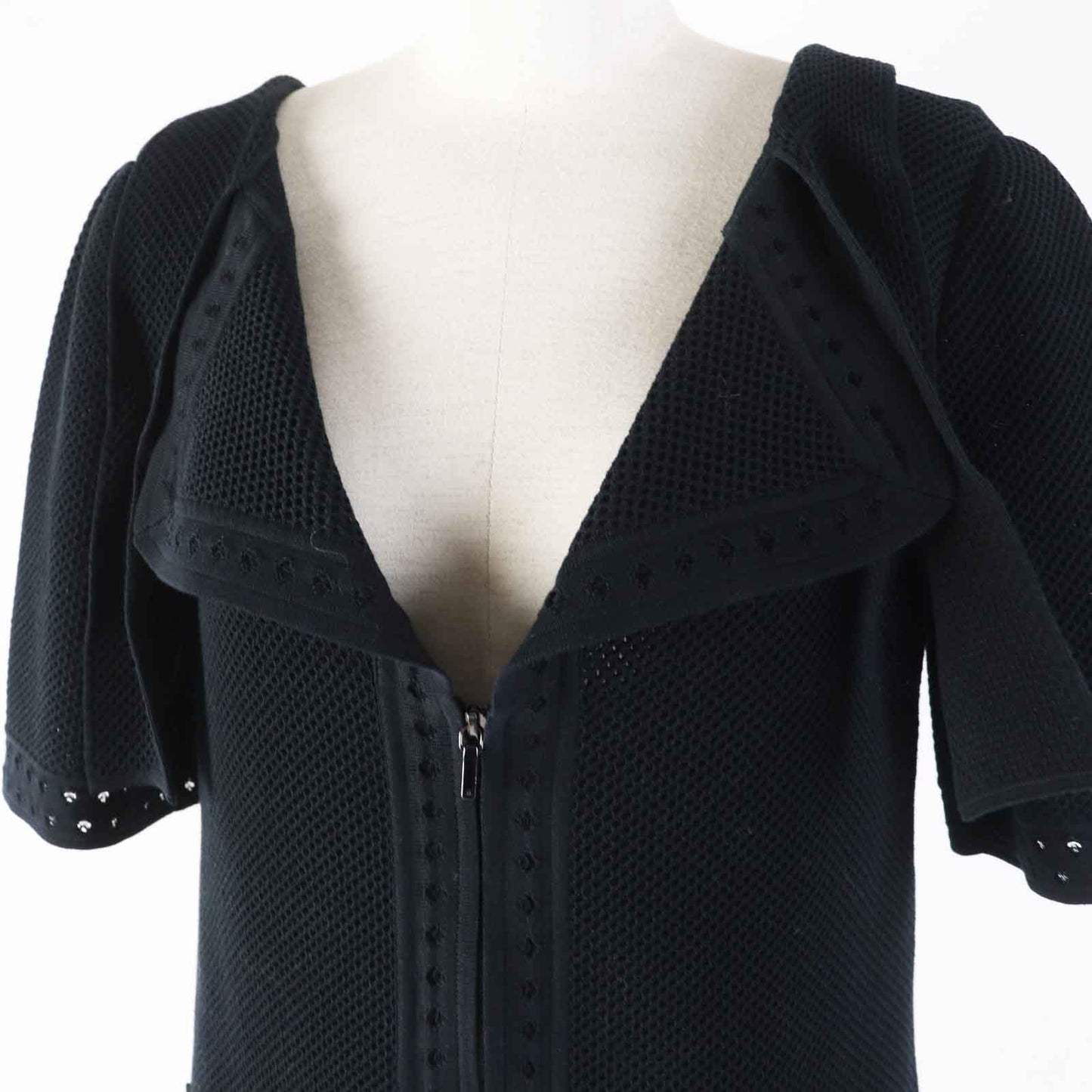 Chanel Cotton Mesh Jacket Black 38 Women
