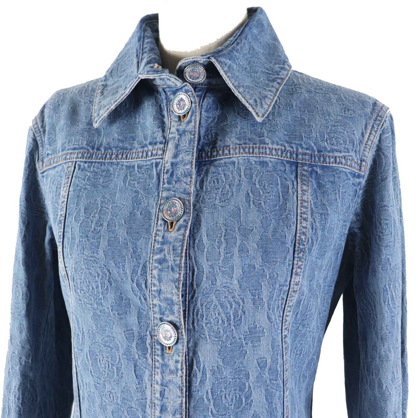 Chanel Cotton Polyester Lion Button Denim Dress Coat