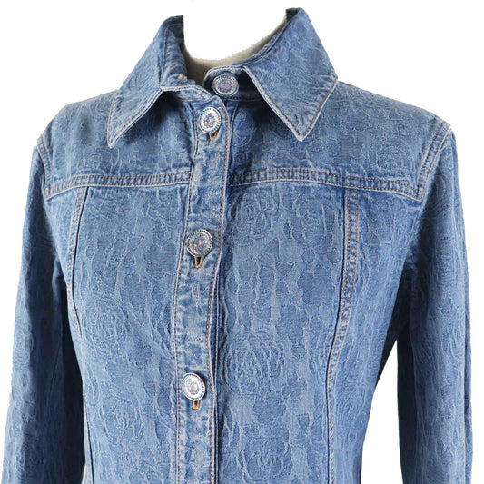 Chanel Cotton Polyester Lion Button Denim Dress Coat