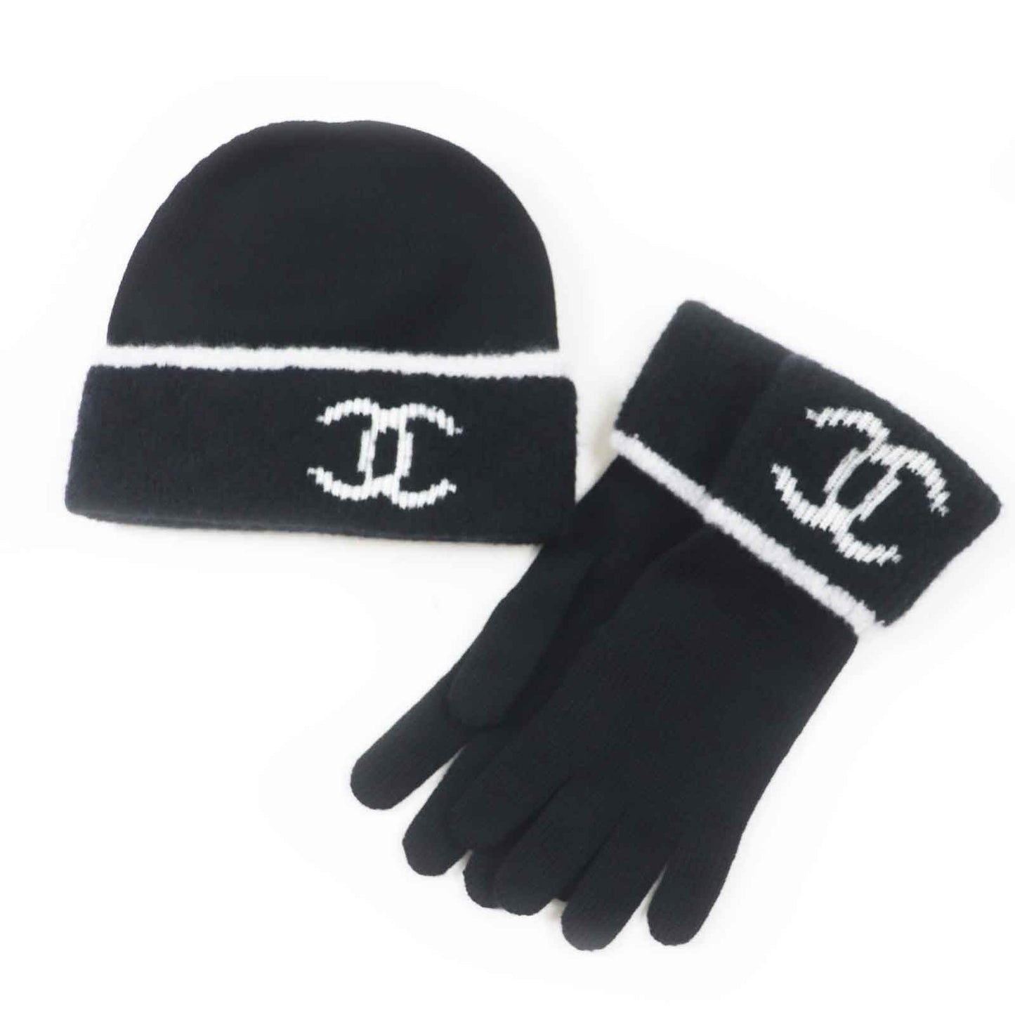 Chanel Wool Cashmere COCO Mark Bicolor Gloves