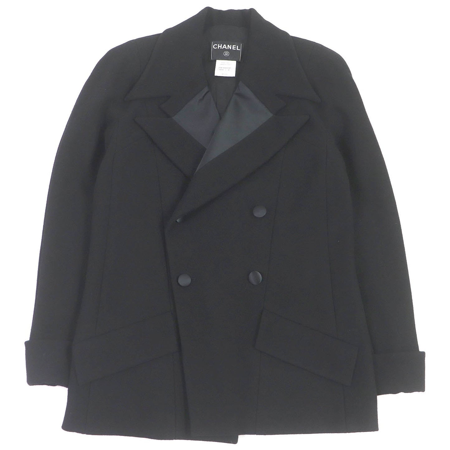Chanel Wool Silk Double Breasted Chester Coat