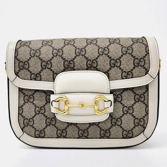 Luxury Gucci Trending 2025 Beige GG Canvas Horsebit 1955 Mini Crossbody Bag