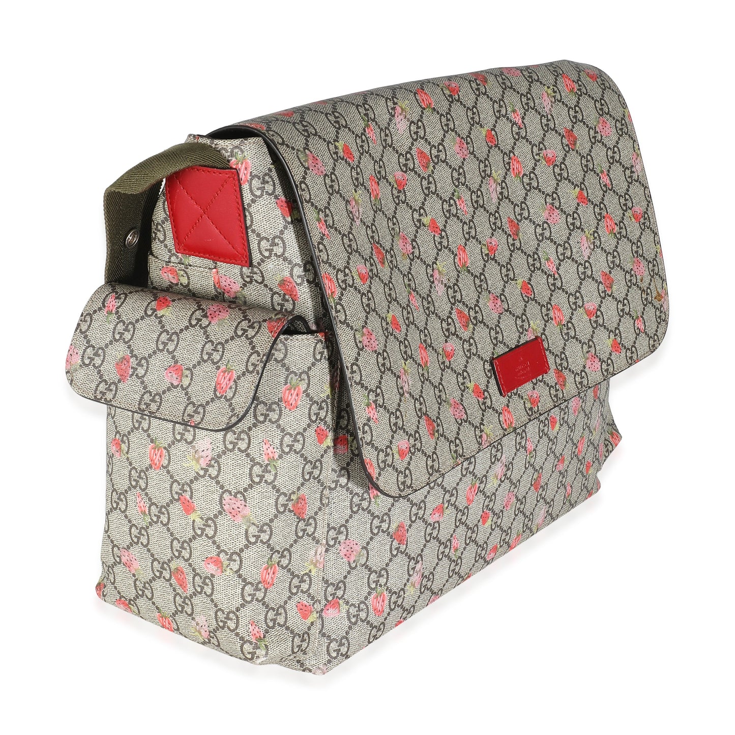 Gucci Beige GG Supreme Strawberry Canvas Diaper Bag