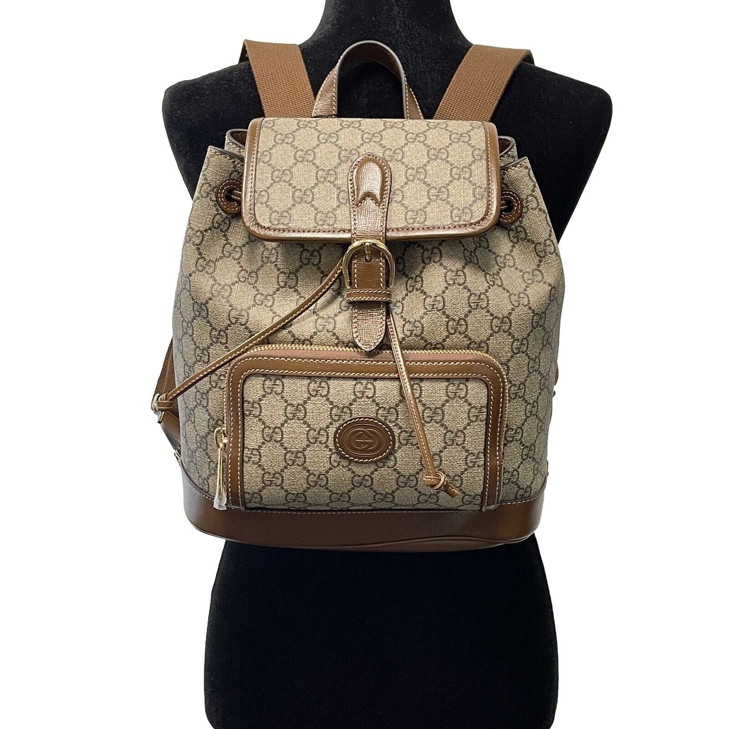 Luxury Gucci - NEW Backpack With Interlocking G - Beige / Brown Monogram Backpack