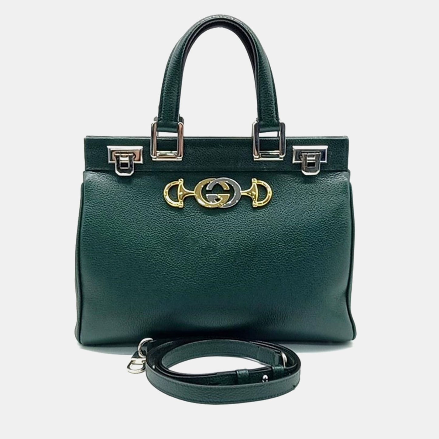 Luxury Gucci Trending 2025 Green Leather Small Zumi Top Handle Bag