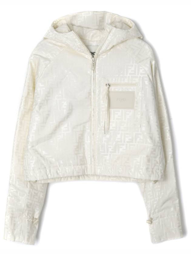 Luxury Fendi FF Logo Hooded Jacket Off-White