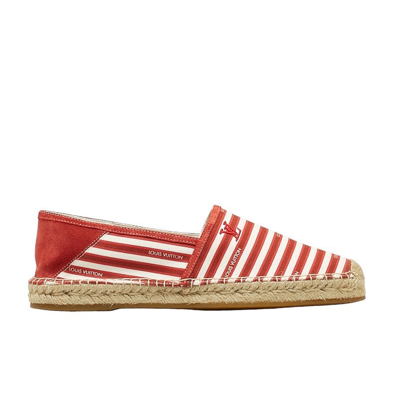 Louis Vuitton Espadrille Border Slipper Size 9 Red White Canvas Men Louis Vuitton