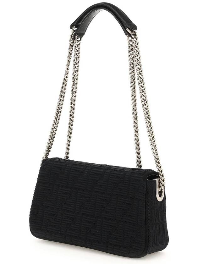Luxury Fendi Baguette FF Fabric Chain Mini Bag Black