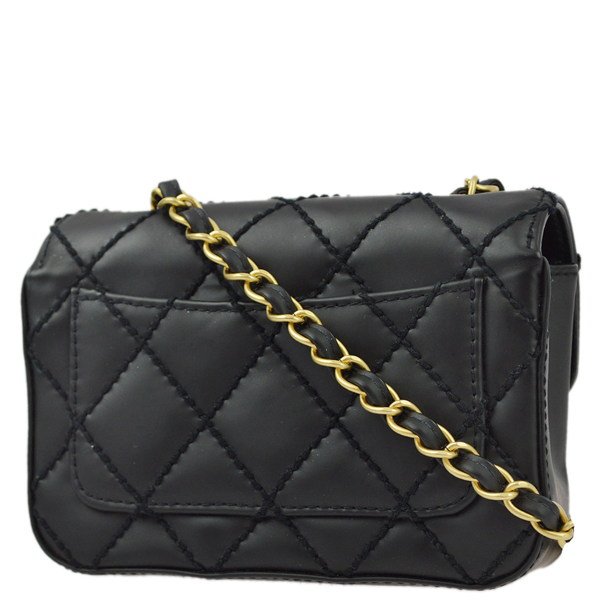 Luxury Chanel 2003-2004 Calfskin Mini Wild Stitch Straight Flap Bag