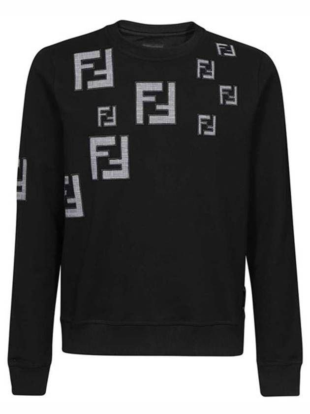 Luxury Fendi Men's FF Logo Jersey Sweatshirt Black