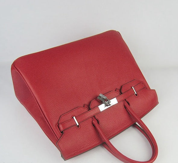 Luxury Hermes Birkin 35cm Togo Leather Handbags Red Silver