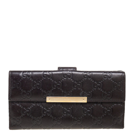 Luxury Gucci Trending 2025 Dark Brown Luxury Gucci Trending 2025ssima Leather Flap Continental Wallet..