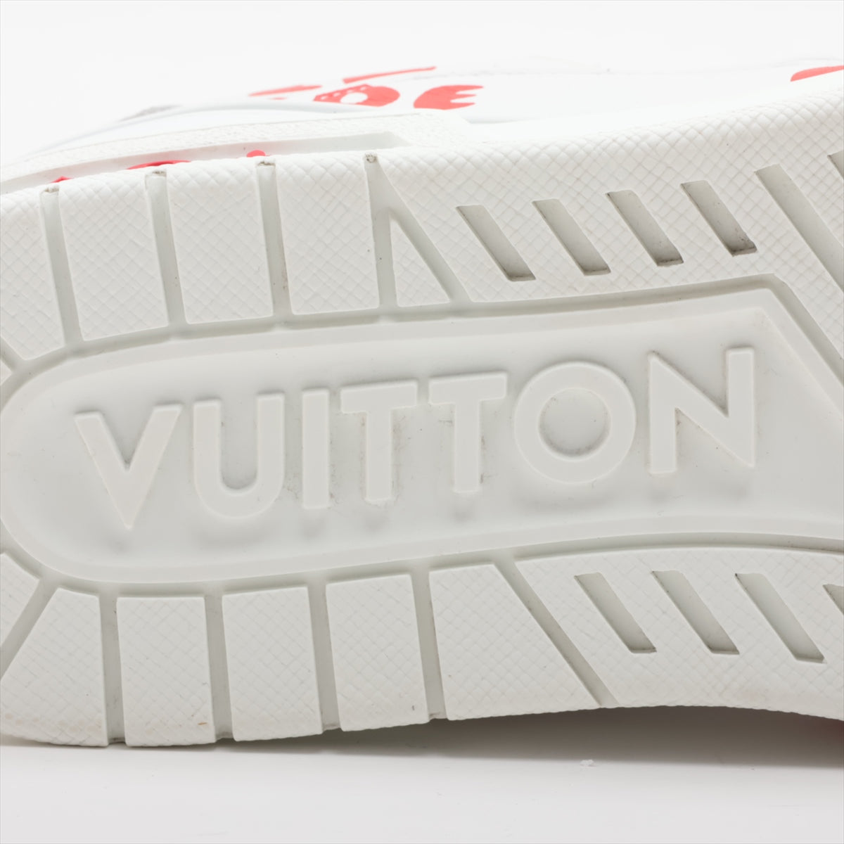 Louis Vuitton x Niger LV Trainer Line 21 Year Leather Sneaker UK8 1/2 Men Red x White FD0291